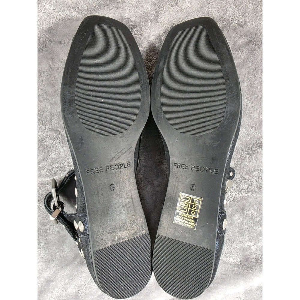 Free People Black Studded Ankle-Strap Flats - Picture 7 of 8
